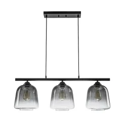 3-Light Gradual Smoked Glass Shade Linear Island Pendant