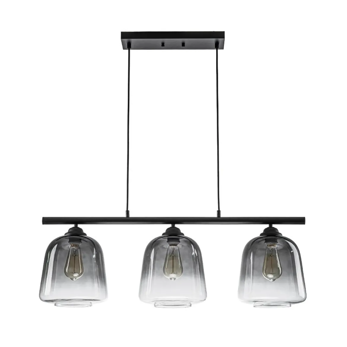 3-Light Gradual Smoked Glass Shade Linear Island Pendant
