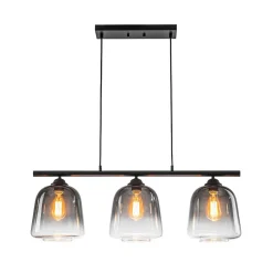 3-Light Gradual Smoked Glass Shade Linear Island Pendant