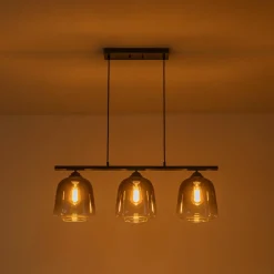 3-Light Gradual Smoked Glass Shade Linear Island Pendant