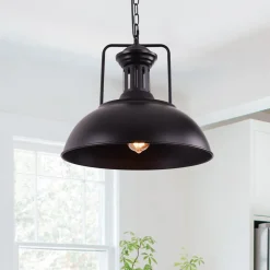 1-Light Industrial Dome Pendant Light