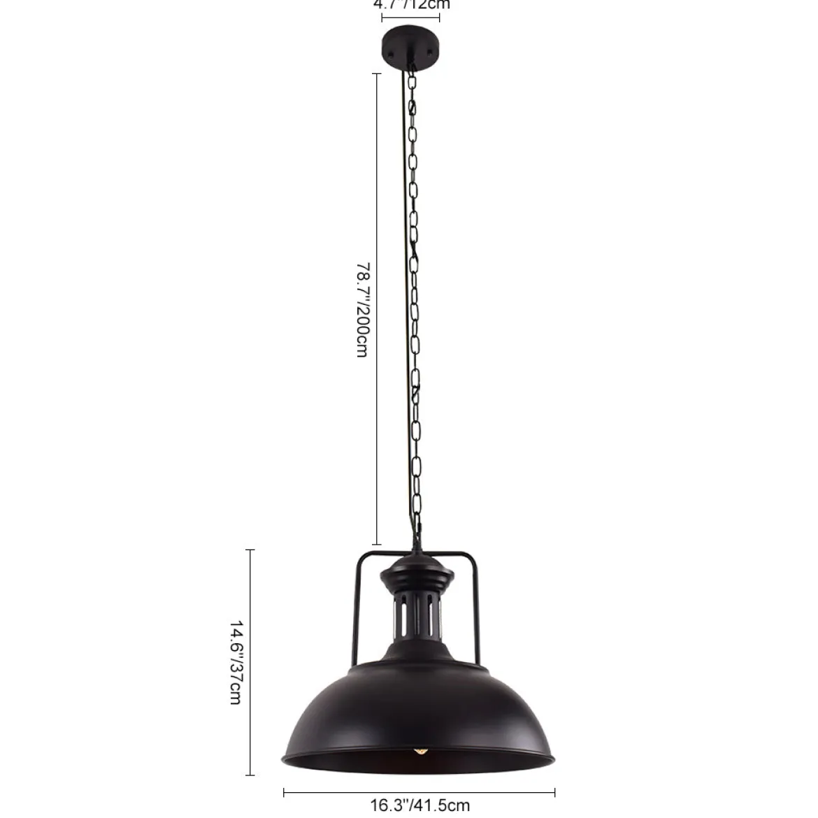 1-Light Industrial Dome Pendant Light
