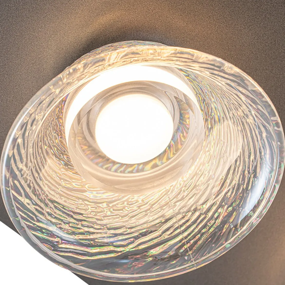 4-Light Iridescent Glass Bell LED Square Semi Flush Mount