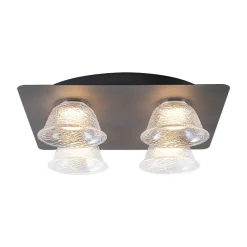 4-Light Iridescent Glass Bell LED Square Semi Flush Mount