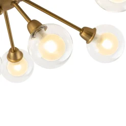 9-Light Layered Glass Bubble Sputnik Semi Flush Chandelier