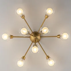 9-Light Layered Glass Bubble Sputnik Semi Flush Chandelier