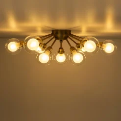 9-Light Layered Glass Bubble Sputnik Semi Flush Chandelier