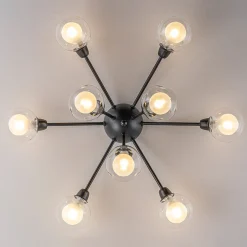 9-Light Layered Glass Bubble Sputnik Semi Flush Chandelier