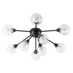 9-Light Layered Glass Bubble Sputnik Semi Flush Chandelier