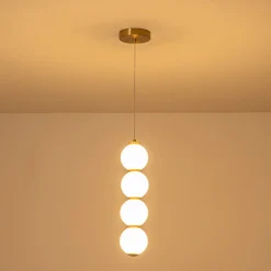 4-Light LED Frosted Glass Strand Globe Pendant Light