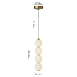 4-Light LED Frosted Glass Strand Globe Pendant Light