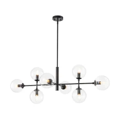 8-Light Linear Sputnik Clear Glass Bubble Chandelier