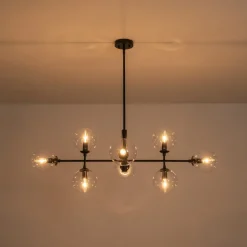 8-Light Linear Sputnik Clear Glass Bubble Chandelier