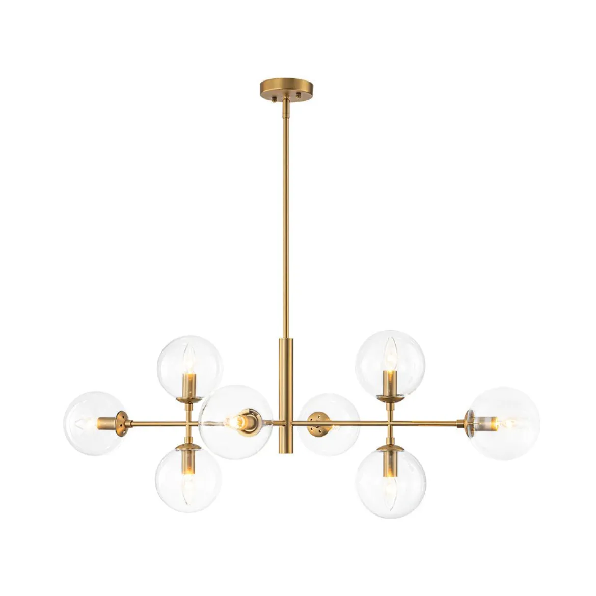 8-Light Linear Sputnik Clear Glass Bubble Chandelier