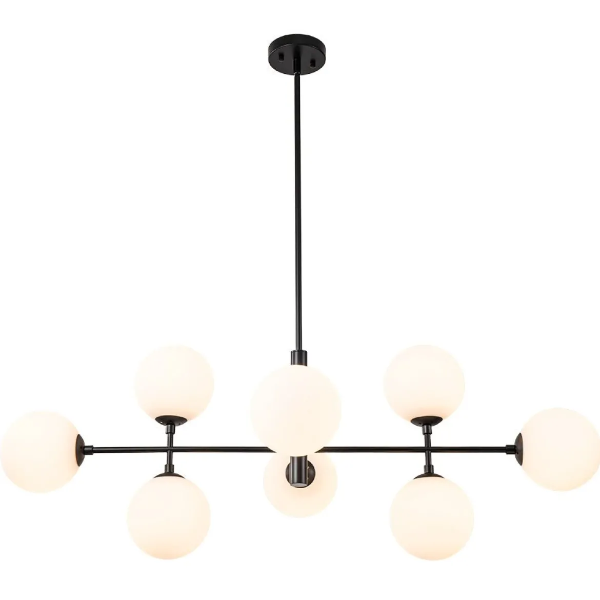8-Light Linear Sputnik Frosted Glass Globe Chandelier