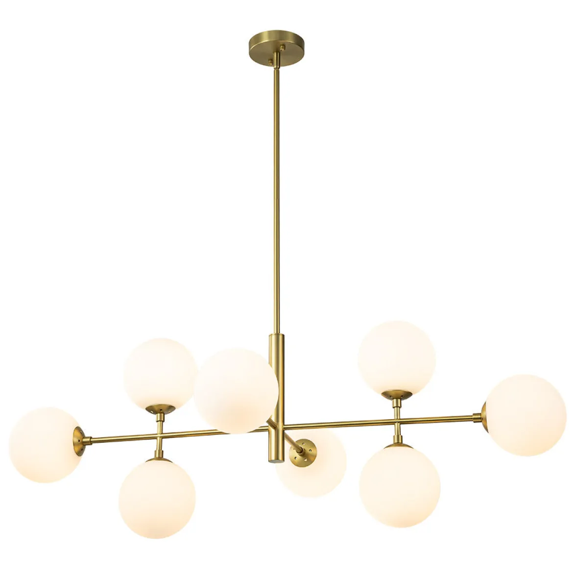 8-Light Linear Sputnik Frosted Glass Globe Chandelier