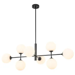8-Light Linear Sputnik Frosted Glass Globe Chandelier