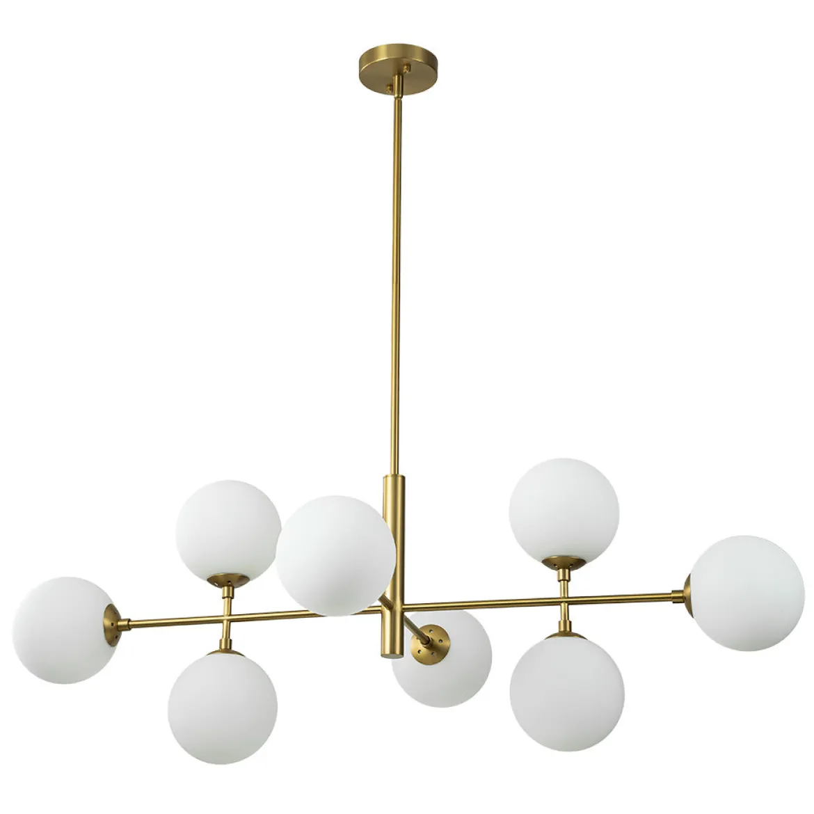 8-Light Linear Sputnik Frosted Glass Globe Chandelier