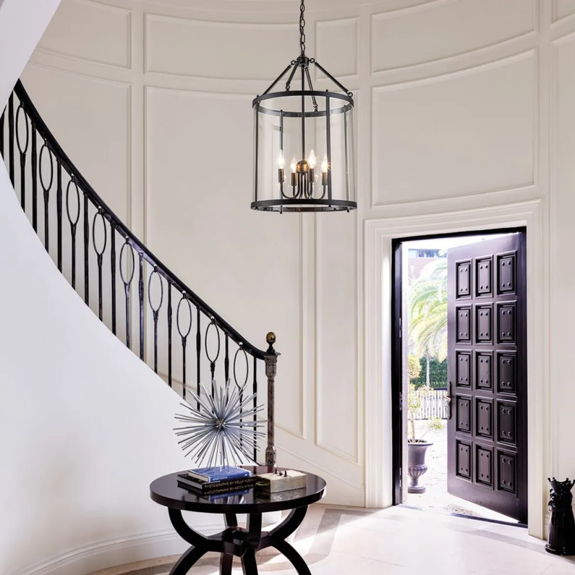 4-Light Manor Glass Wide Cylinder Lantern Pendant Light