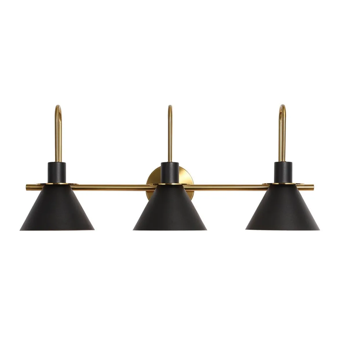 3-Light Metal Conical Shade Bathroom Vanity Wall Sconce