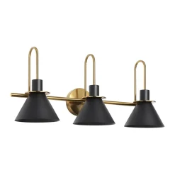 3-Light Metal Conical Shade Bathroom Vanity Wall Sconce