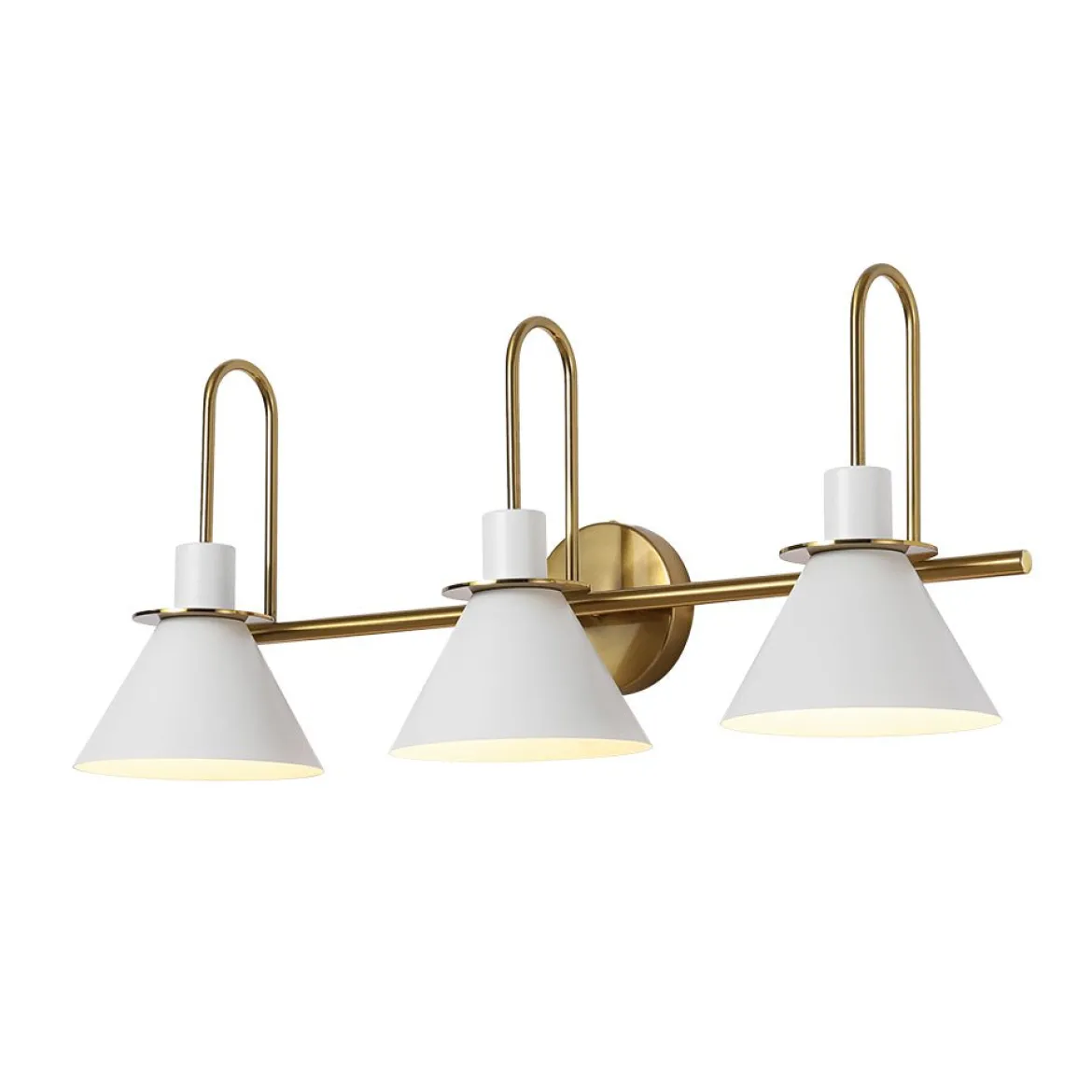 3-Light Metal Conical Shade Bathroom Vanity Wall Sconce