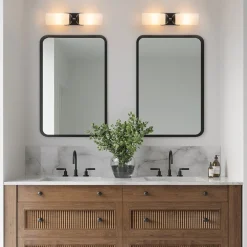 2-Light Milky White Glass Cylinder Vanity Wall Sconce