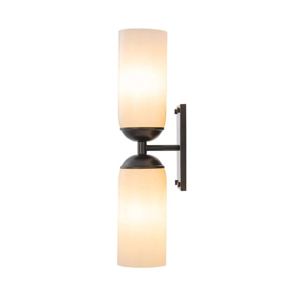 2-Light Milky White Glass Cylinder Vanity Wall Sconce