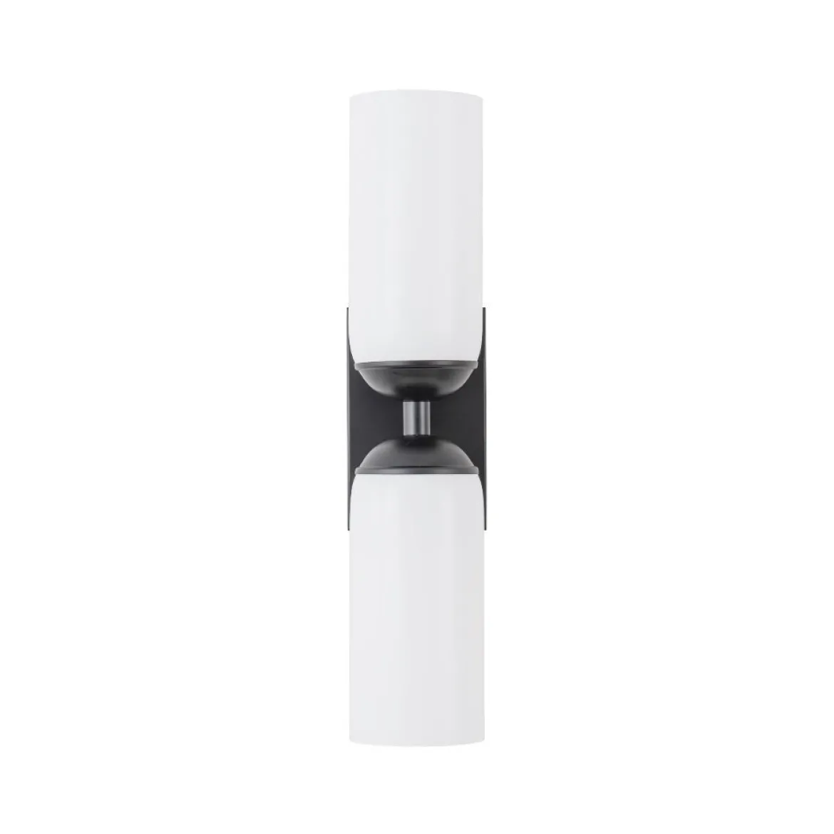 2-Light Milky White Glass Cylinder Vanity Wall Sconce