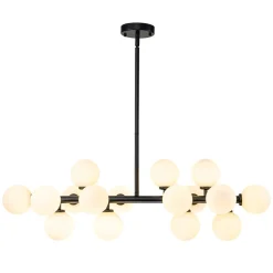 16-Light Milky White Glass Globe Linear Sputnik Chandelier