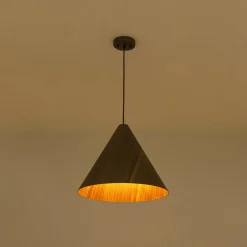 1-Light Modern Farmhouse Wood Grain Cone Kitchen Pendant