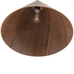 1-Light Modern Farmhouse Wood Grain Cone Kitchen Pendant