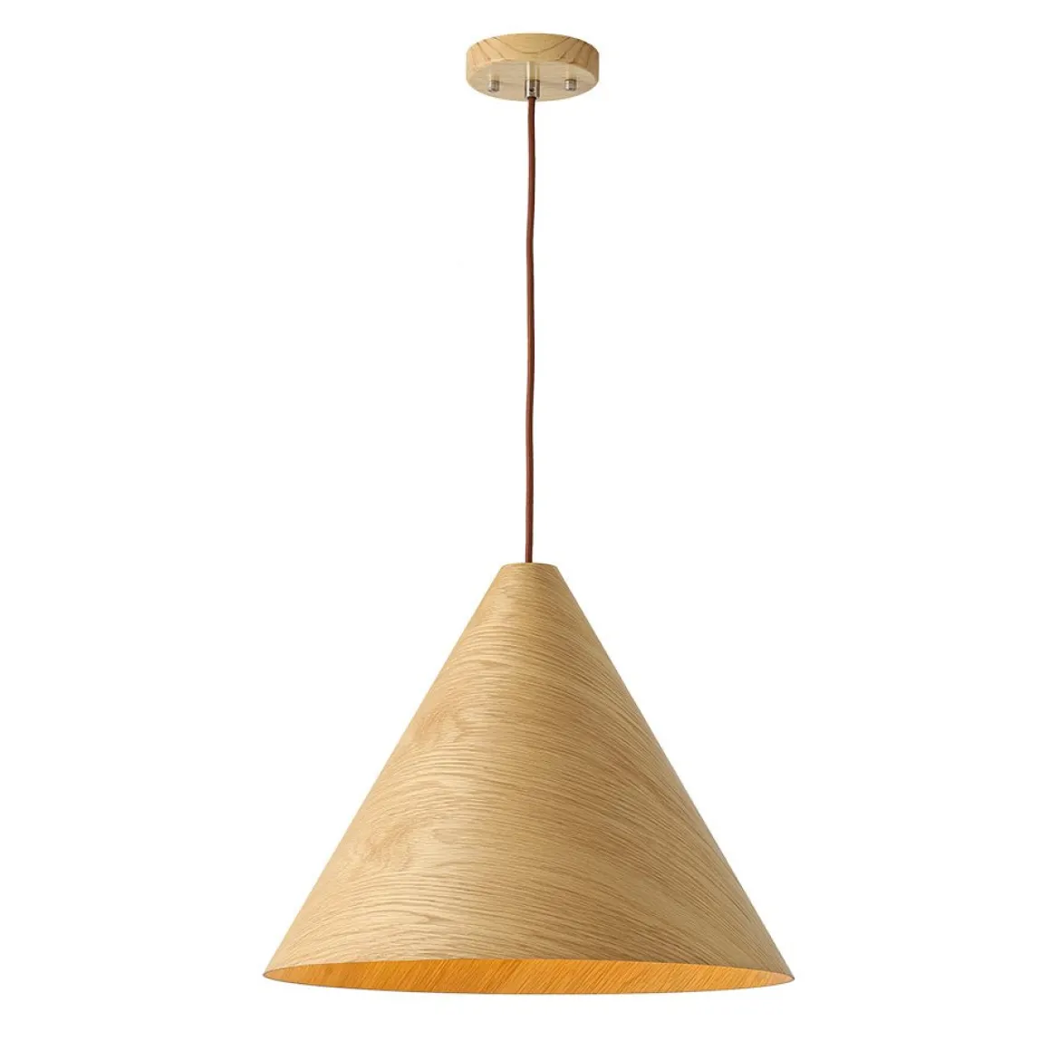 1-Light Modern Farmhouse Wood Grain Cone Kitchen Pendant