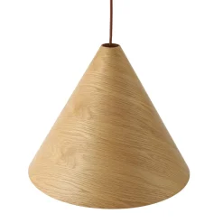 1-Light Modern Farmhouse Wood Grain Cone Kitchen Pendant