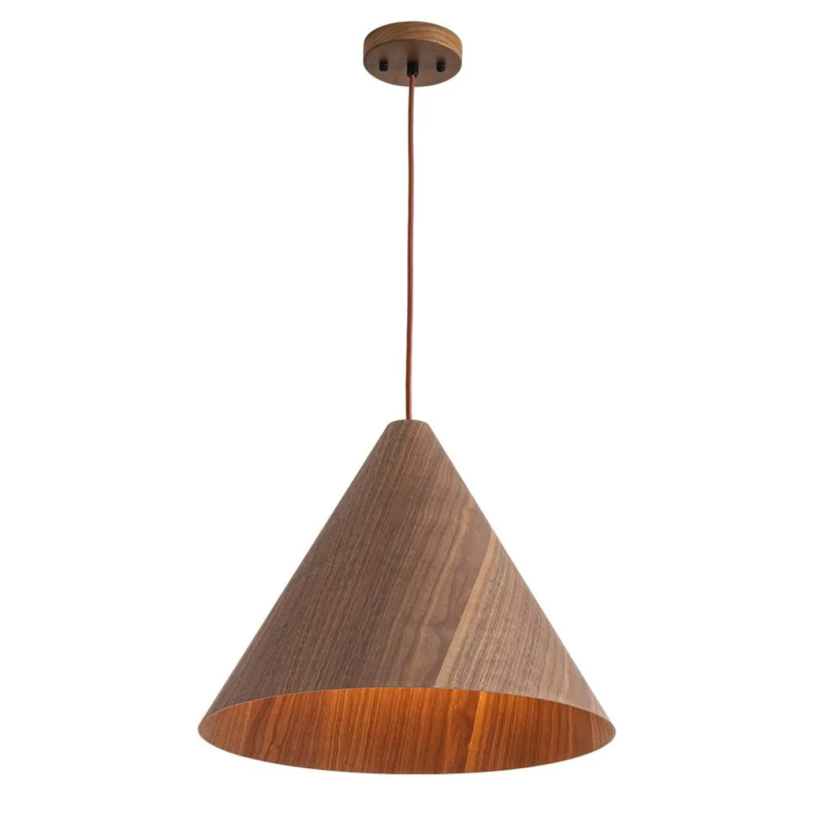 1-Light Modern Farmhouse Wood Grain Cone Kitchen Pendant