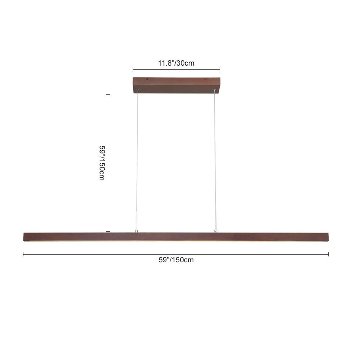 1-Light Modern Minimalist LED Wood Linear Chandelier