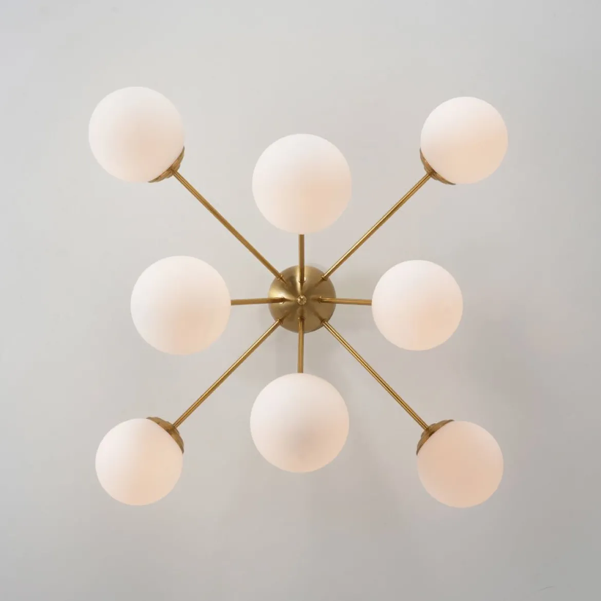 8-Light Opal Glass Bubble Sputnik Semi Flush Chandelier