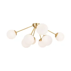 8-Light Opal Glass Bubble Sputnik Semi Flush Chandelier
