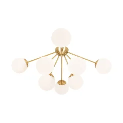 8-Light Opal Glass Bubble Sputnik Semi Flush Chandelier
