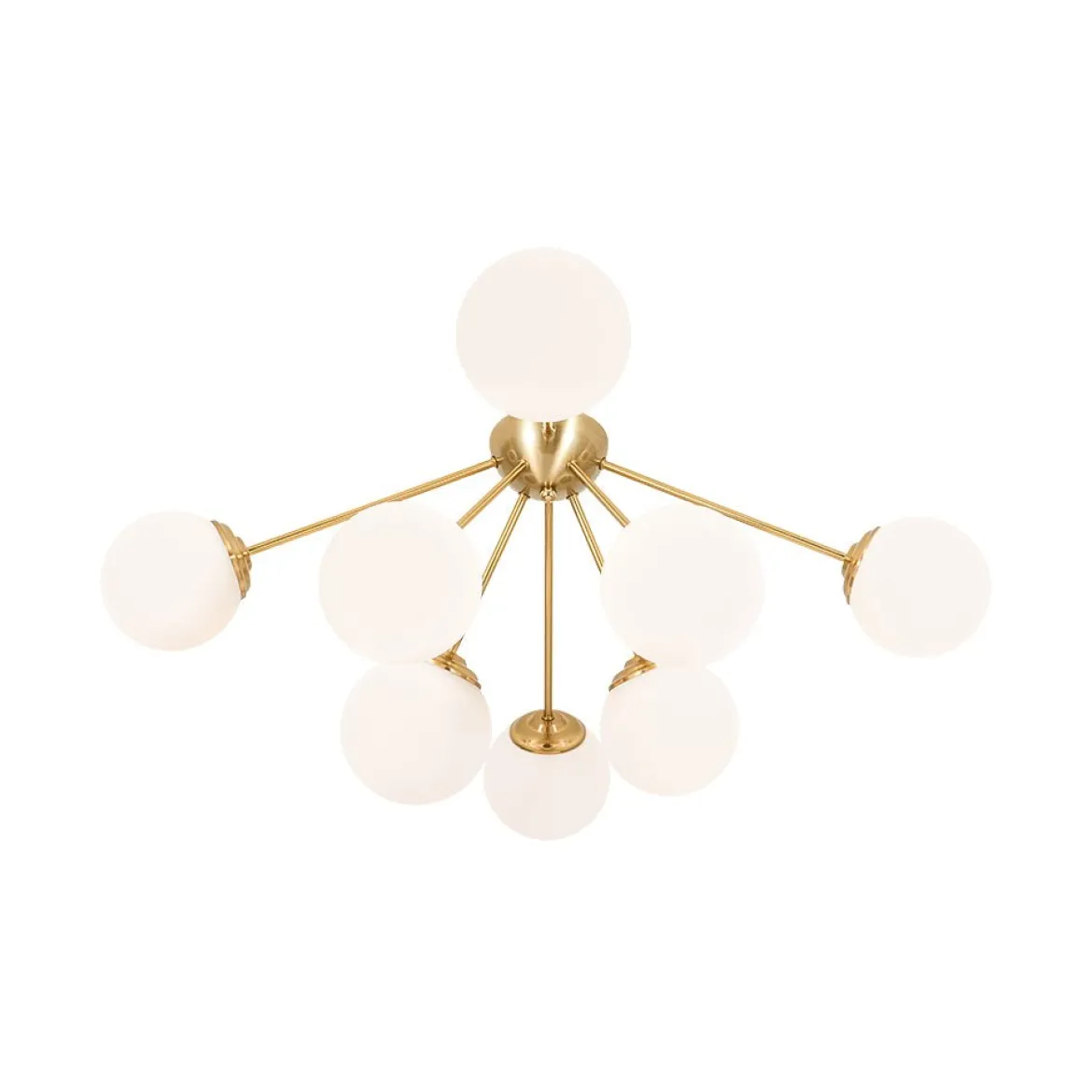 8-Light Opal Glass Bubble Sputnik Semi Flush Chandelier