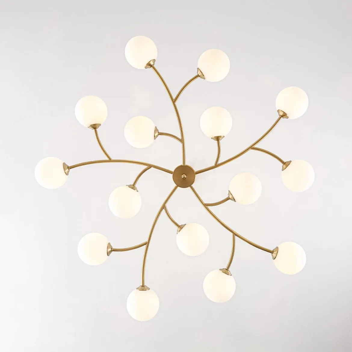 15-Light Opal Glass Globe Bubble Sputnik Branch Chandelier