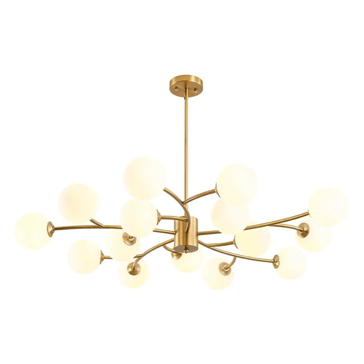 15-Light Opal Glass Globe Bubble Sputnik Branch Chandelier