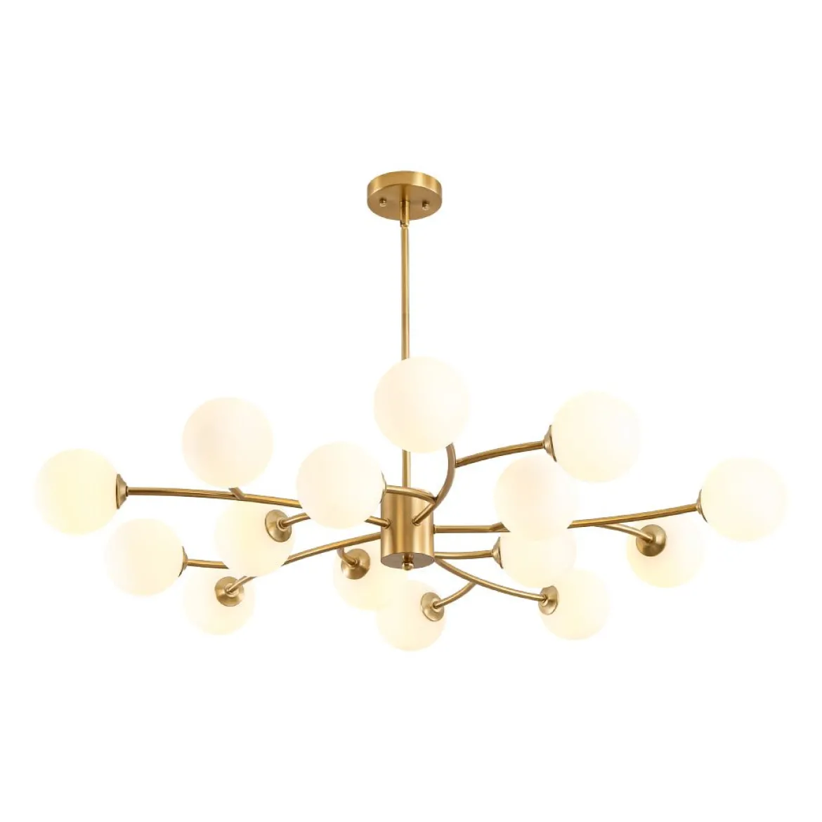 15-Light Opal Glass Globe Bubble Sputnik Branch Chandelier