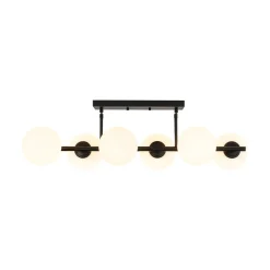 6-Light Opal Glass Globe Linear Island Chandelier