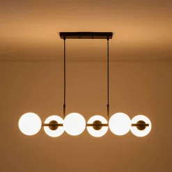 6-Light Opal Glass Globe Linear Island Chandelier