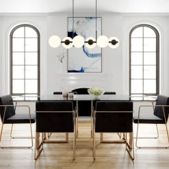 6-Light Opal Glass Globe Linear Island Chandelier
