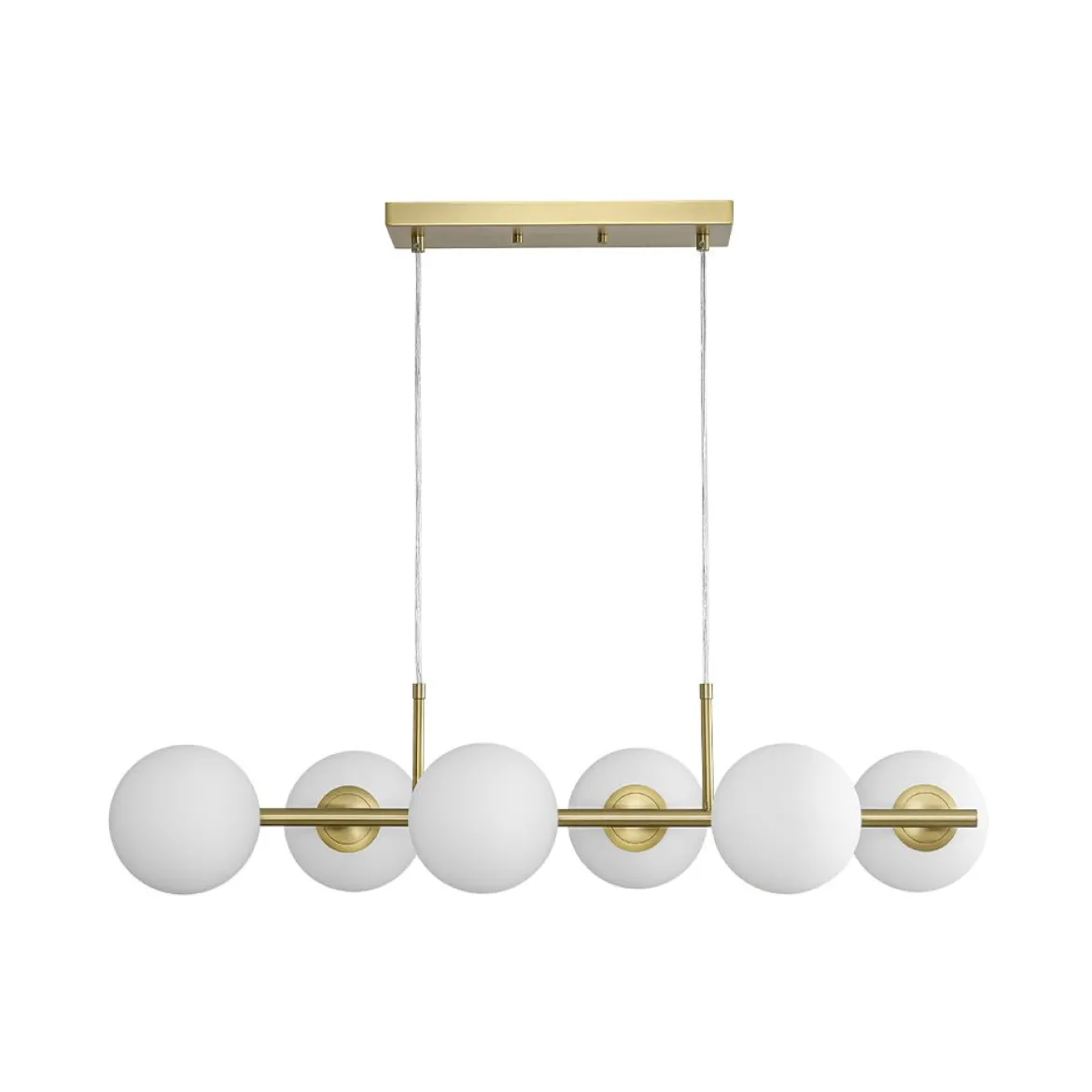 6-Light Opal Glass Globe Linear Island Chandelier