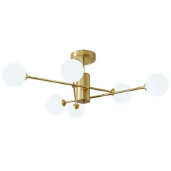 6-Light Opal Glass Globe Linear Sputnik Semi Flush