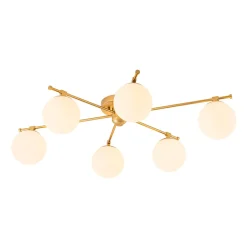 6-Light Opal Glass Globe Linear Sputnik Semi Flush Chandelier