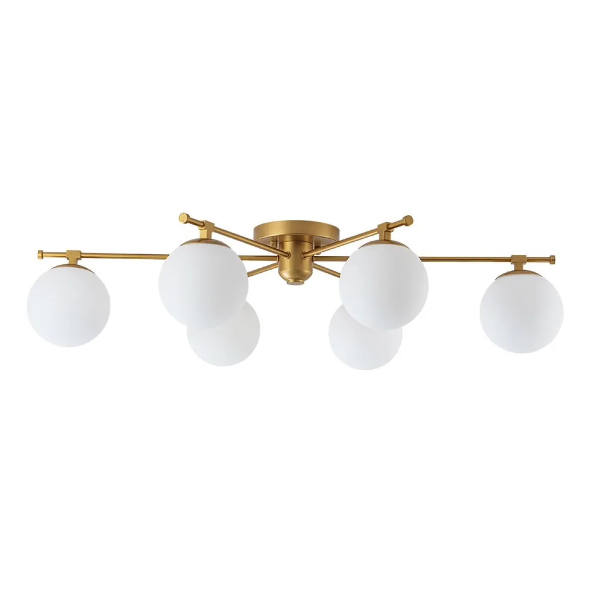 6-Light Opal Glass Globe Linear Sputnik Semi Flush Chandelier